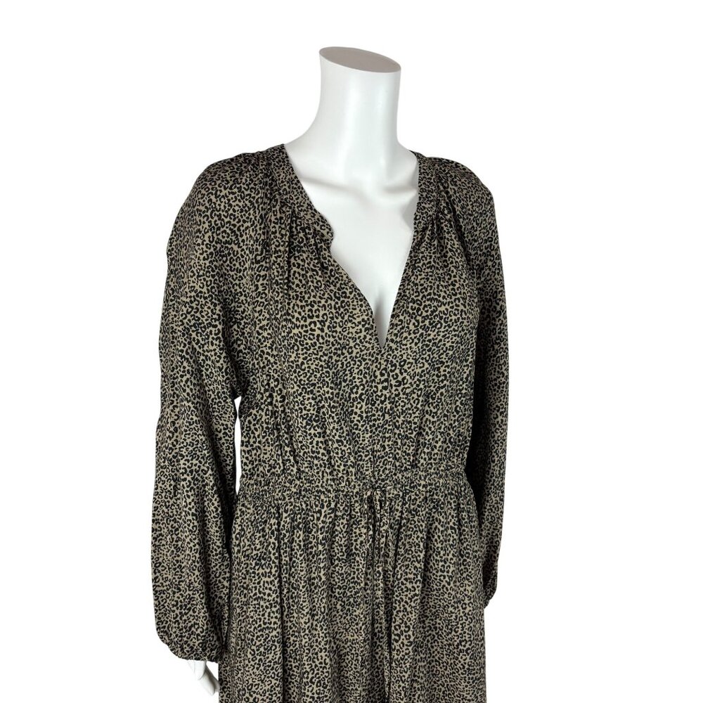 A New Day Leopard Dress Womens Large Balloon Long Sleeve Tiered Print Midi - Picture 6 of 12